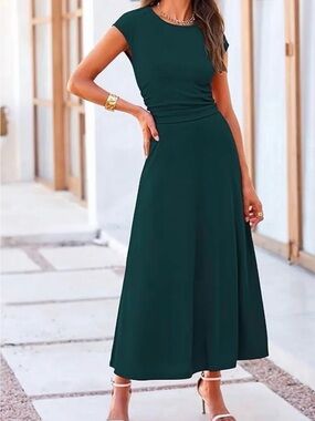 Women's Dark Teal A-Line Maxi Skirt and Top Set